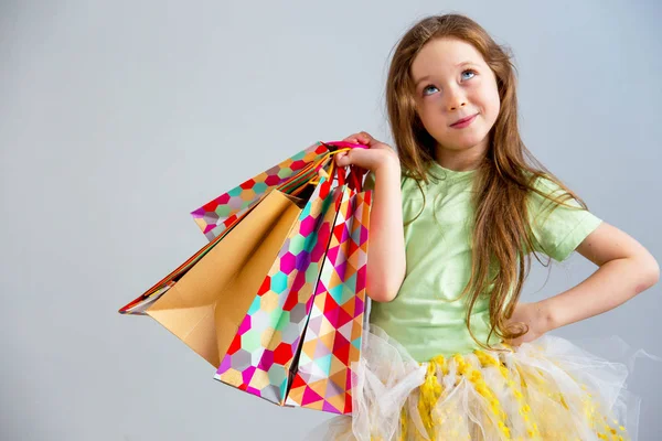 Kislány vásárlás — Stock Fotó