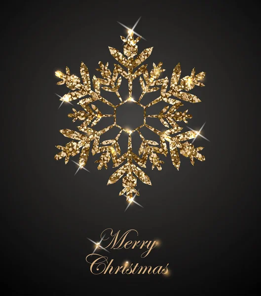 Shining Christmas Background błyszczące złoto Snowflakes.Christmas i nowy rok tła z płatka śniegu. Merry Christmas karty. Szablon wektor. — Wektor stockowy