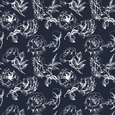 Gül çiçek açması bir dalı ile sorunsuz çiçek desenli. Vektör çizim