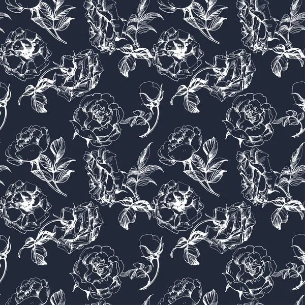 Gül çiçek açması bir dalı ile sorunsuz çiçek desenli. Vektör çizim