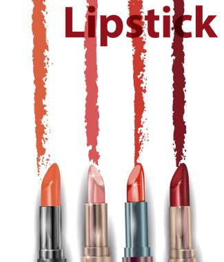 Ruj. Ruj smear örneğini kapatın. Güzellik ve kozmetik arka plan. Vektör.