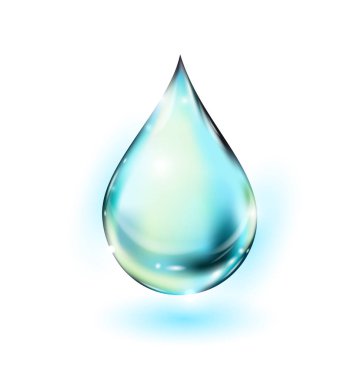 Water drop vector illustration. Clean water drop isolated on white. Falling water drop. Vector