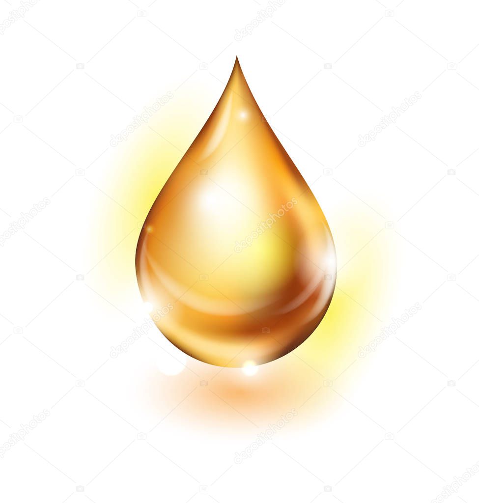 golden oil droplet isolated on white background. Vector