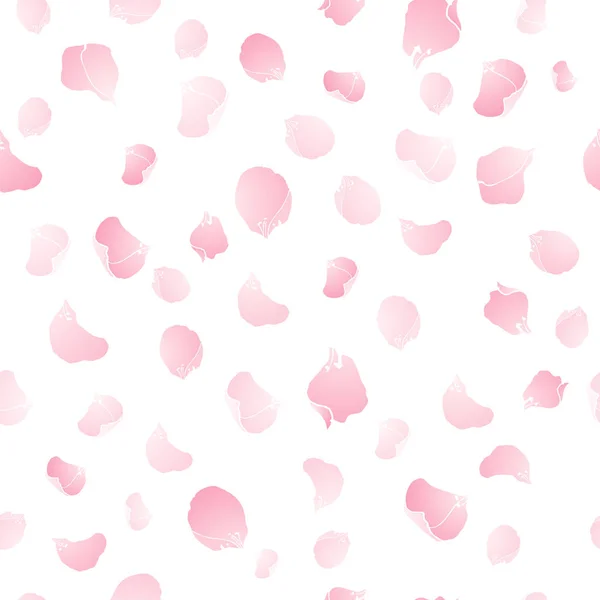 Pétalos Flores de manzana, dibujadas a mano aisladas sobre fondo blanco, patrón floral vectorial sin costuras Ilustración vectorial — Vector de stock