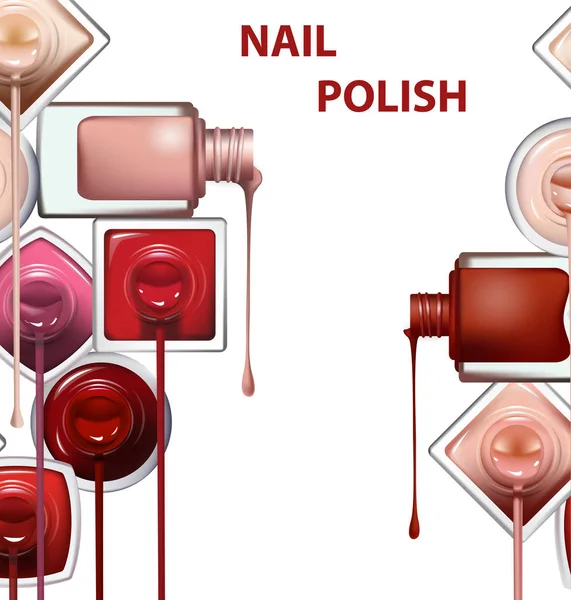 Close up of nail polish flow on white background with clipping path. Vector — Stock Vector