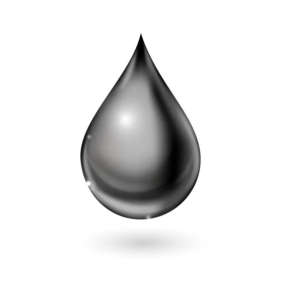 Gota de aceite negro aislado en blanco foto vector realista — Vector de stock