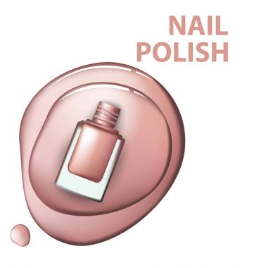 Pembe oje görünümünü beyaz arka planda kozmetik üst ve arka plan vektör moda.