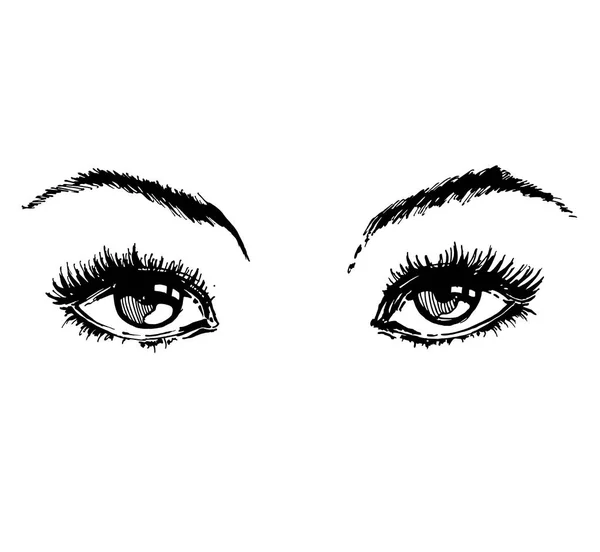 Рука нарисовала женские глаза винтажные. Красивые женские глаза. Вектор. Модный дизайн — стоковый вектор