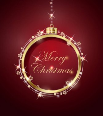 Noel ve yeni yıl yeşil ve arka plan ile Noel top altın kar tanesi. Noel ve yeni yıl kartı. Vektör şablonu.