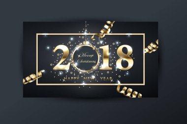 2018 mutlu yeni yıl arka plan altınla yılan gibi vektör. Mutlu yeni yıl tebrik kartı. Vektör çizim.