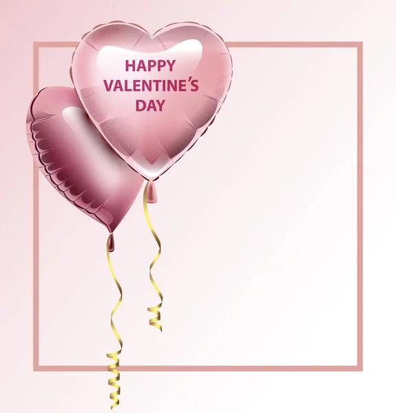Amor Tarjeta de invitación Día de San Valentín globo corazón sobre fondo abstracto con texto. Ilustración vectorial — Vector de stock
