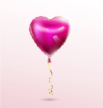 3D Heart balloon isolated on white background. Vector festive decoration for Valentines Day, Womans Day Birthday, Mother's day greeting card poster banner design Template balloon Wedding Anniversary. clipart