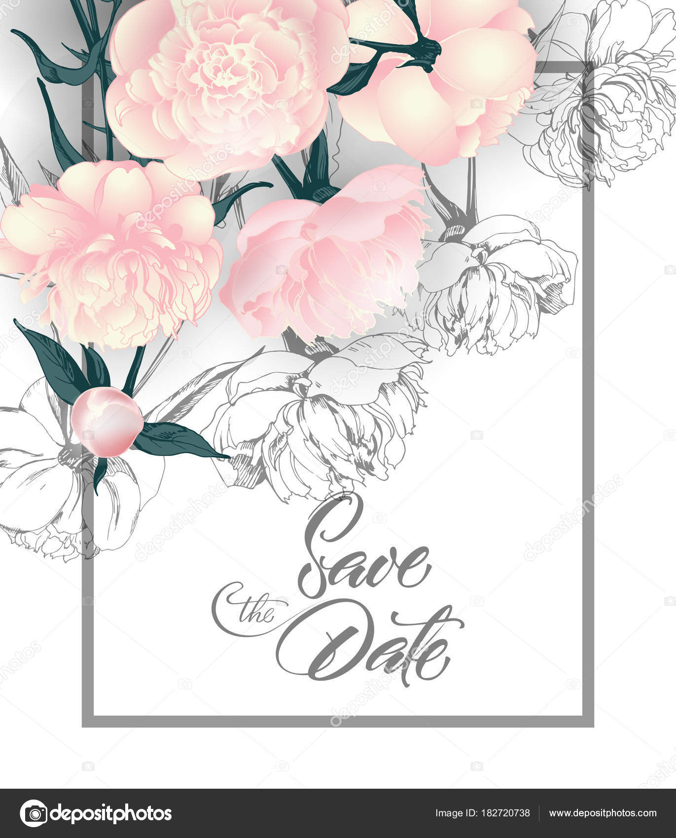Save The Date Cards With Peonies Can Be Used For Wedding Invitation Birthday Card Invitation Card Vector Template Stock Vector Image By C Galina72 Save The Date Cards With Peonies Can Be Used For Wedding Invitation Birthday Card Invitation Card Vector Template Stock Vector Image By C Galina72