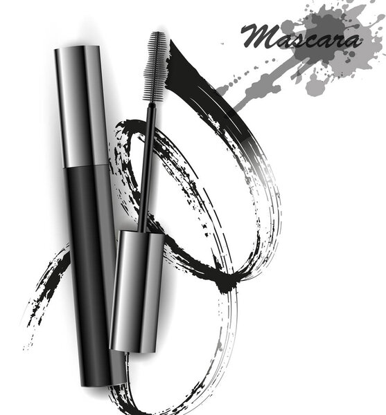 Mascara and brush stroke vector, beauty and cosmetic background. Vector illustration