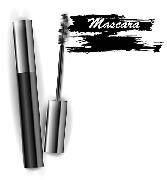 Mascara and brush stroke vector, beauty and cosmetic background. Vector illustration