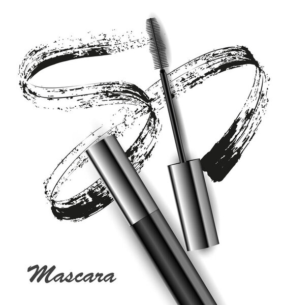 Mascara and brush stroke vector, beauty and cosmetic background. Vector illustration
