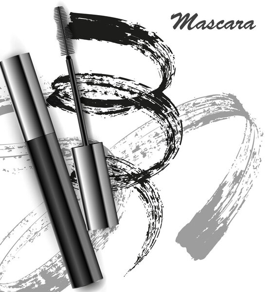 Mascara and brush stroke vector, beauty and cosmetic background. Vector illustration