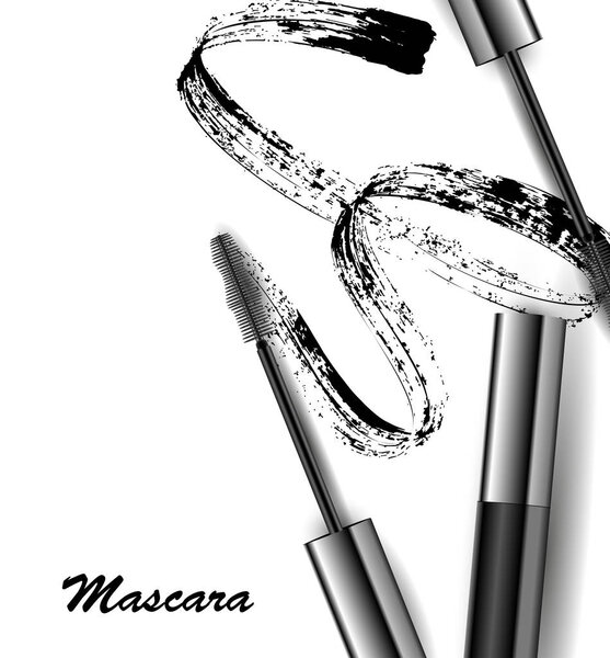 Mascara and brush stroke vector, beauty and cosmetic background. Vector illustration
