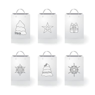 hisse senedi vektör izole kağıt alışveriş çantası beyaz bac üzerinde kümesi