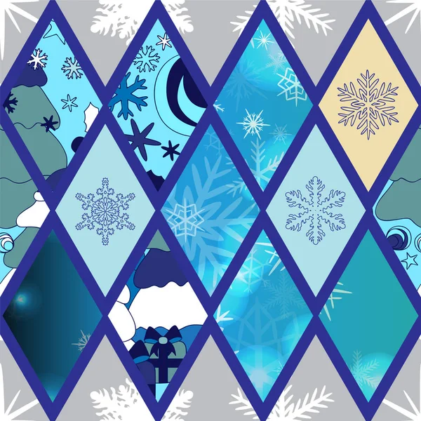 抽象的无缝 pathcwork 瓷砖与 christmasl ornament.winter — 图库矢量图片