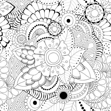 hisse senedi vektör sorunsuz soyut tek renkli çiçek ve dalga doodle
