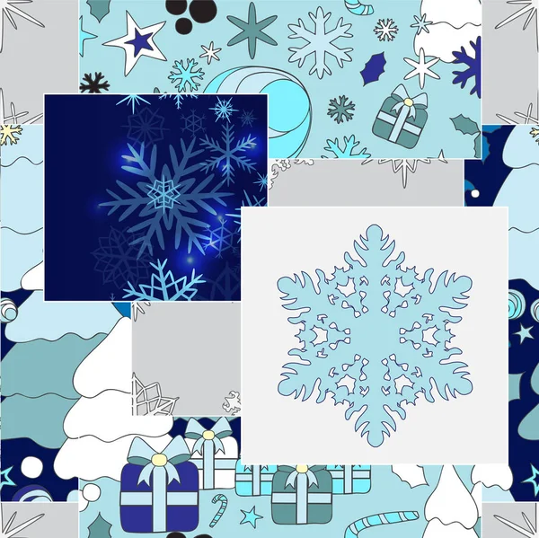 Mosaico de mosaico inconsútil abstracto con adorno de navidad.invierno — Vector de stock