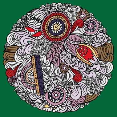 hisse senedi vektör soyut el çizmek çiçek ve dalga, doodle desen.