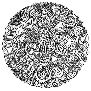 hisse senedi vektör soyut el çizmek çiçek ve dalga, doodle desen.