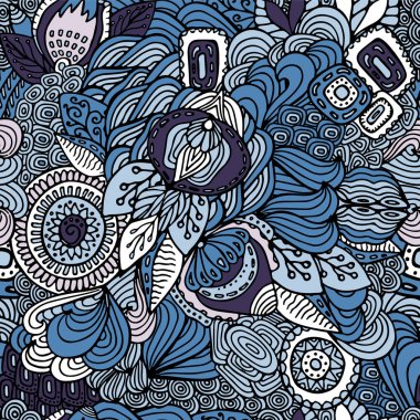 hisse senedi vektör sorunsuz soyut el çiçek ve dalga, doodle çizmek