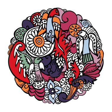 hisse senedi vektör soyut el kuş çizin. çiçek ve dalga, doodle pa