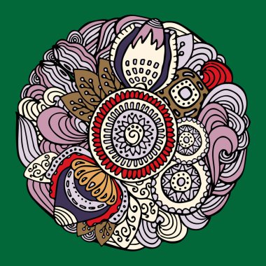 hisse senedi vektör soyut el çizmek çiçek ve dalga, doodle desen.