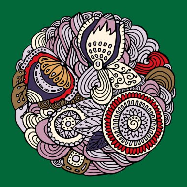 hisse senedi vektör soyut el çizmek çiçek ve dalga, doodle desen.