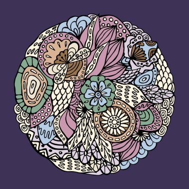 hisse senedi vektör soyut el çizmek çiçek ve dalga, doodle desen.