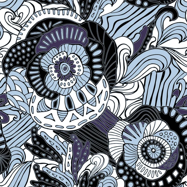 Voorraad vector naadloze bloem, doodle patroon. abstracte kunst backg — Stockvector