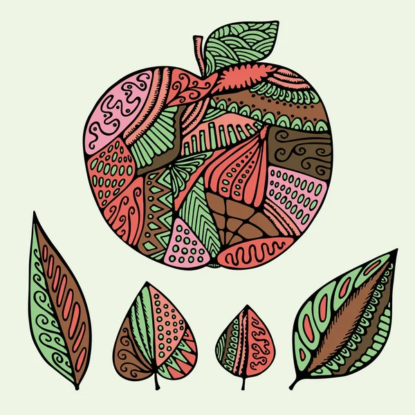 hisse senedi vektör soyut apple ve yaprak izole. el çizmek desen