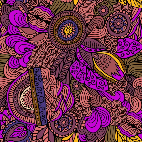 Bezszwowe ręka streszczenie wektor narysować kwiat i fala, doodle — Wektor stockowy