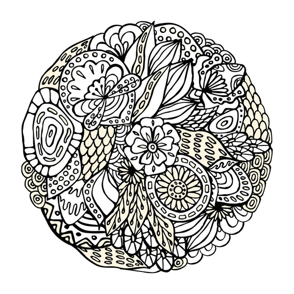 Stock vettore astratto mano disegnare fiore e onda, modello doodle . — Vettoriale Stock