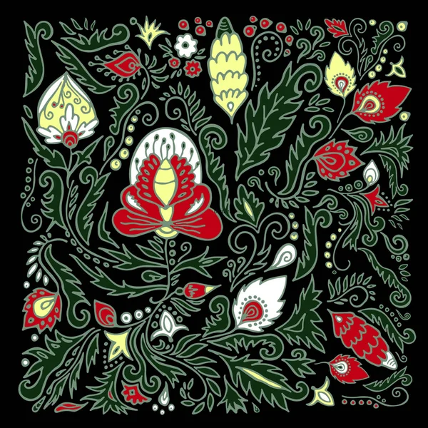 hisse senedi vektör soyut el drawleaf, çiçek ve dalga, doodle pat