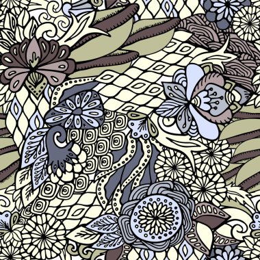 hisse senedi vektör sorunsuz çiçek, doodle desen. Sanat backg