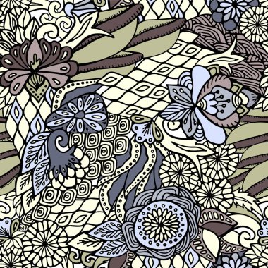 stock vector seamless flower, doodle pattern. abstract art backg clipart