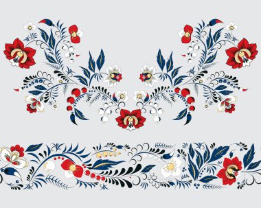 hisse senedi vektör çiçek ve yaprak süsleme. oryantal veya Rus patt