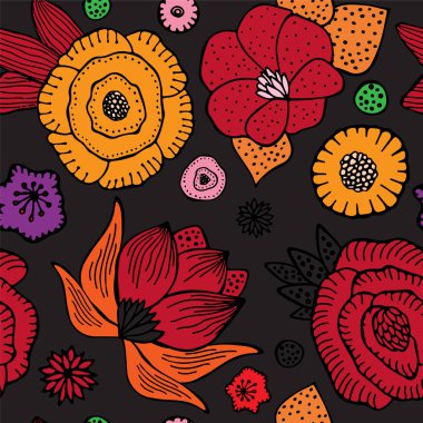 hisse senedi vektör sorunsuz çiçek, doodle desen. Sanat backg