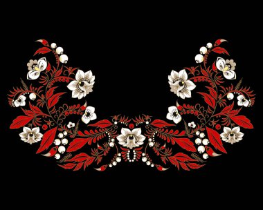 hisse senedi vektör çiçek ve yaprak süsleme. oryantal veya Rus patt