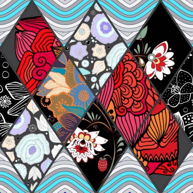 çiçek ornament.arabic taşıyla soyut sorunsuz patchwork veya 