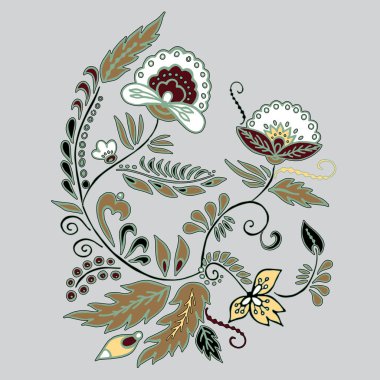 hisse senedi vektör soyut el çiçek ve dalga çizmek, buket doodle.