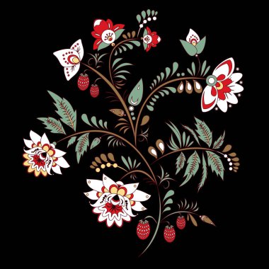 hisse senedi vektör soyut el çiçek ve dalga çizmek, buket doodle.