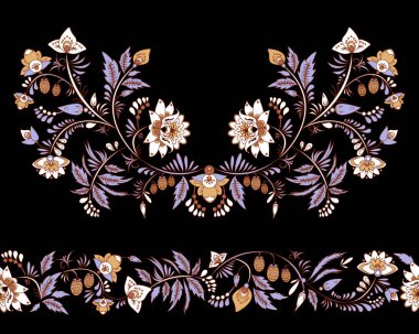 hisse senedi vektör çiçek ve yaprak süsleme. oryantal veya Rus patt