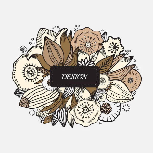 Stock vettore astratto mano disegnare fiore e onda, doodle bouquet . — Vettoriale Stock