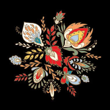 hisse senedi vektör soyut el çiçek ve dalga çizmek, buket doodle.