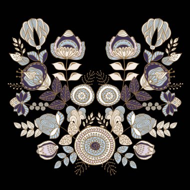 hisse senedi vektör çiçek ve yaprak süsleme. oryantal veya Rus patt